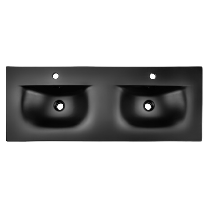 Double vasque 120cm SKY encastrable céramique Noir mat